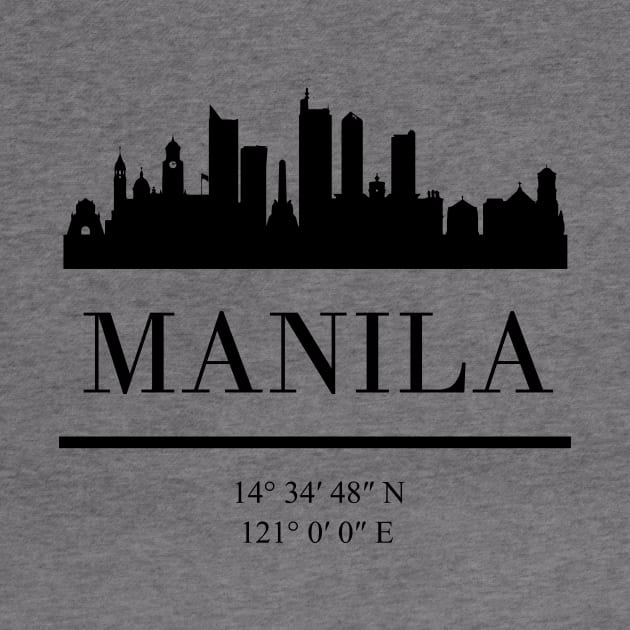 MANILA PHILIPPINES BLACK SILHOUETTE SKYLINE ART by deificusArt